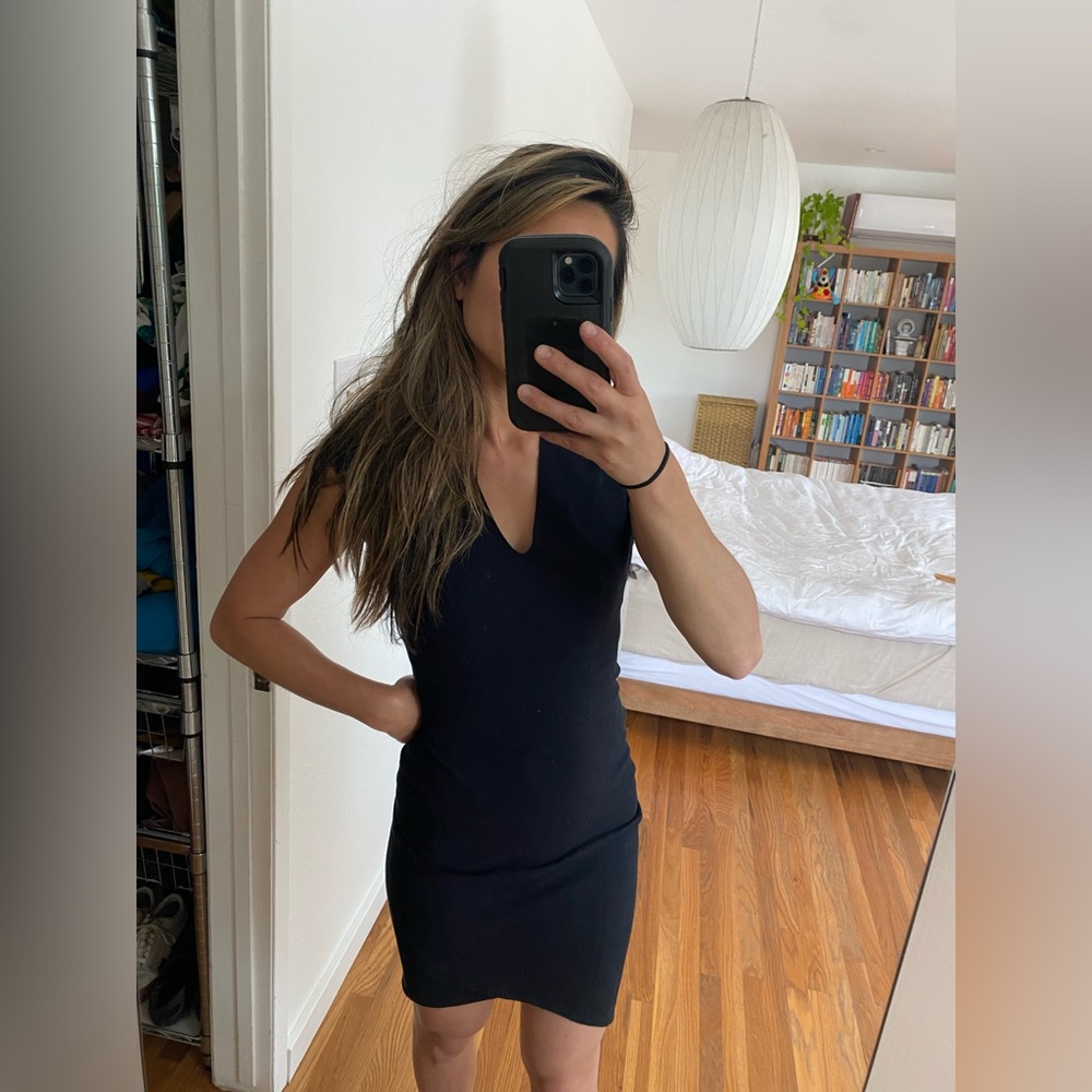 Helmut Lang little black body con dress - small